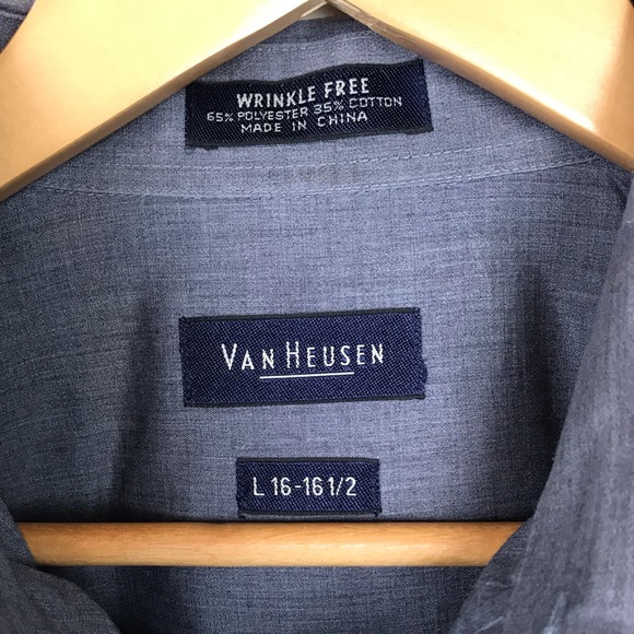 Men’s Gray Large Van Heusen Dress Shirt - Picture 3 of 4